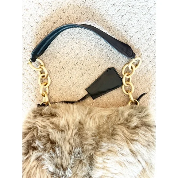 DVF Diane Von Furstenberg Faux Fur Charlotte Harper Leather Shoulder Bag - Picture 14 of 14